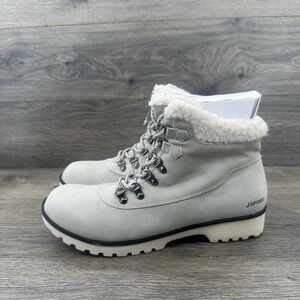 JSPORT Women's Bluestone Boot Size 11 Stone White Ankle Lace Up Fur Lined